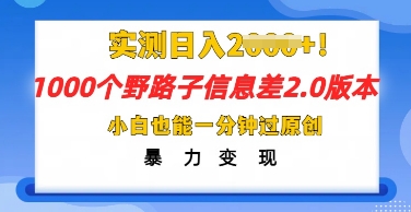2025抖音1000个野路子信息差最新玩法,一分钟过原创,暴力变现月入几k-新旭资源网