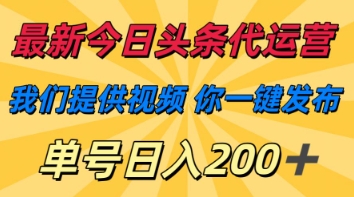 最新今日头条代运营,我们提供视频,你一键发布,单号日入200+【揭秘】-新旭资源网
