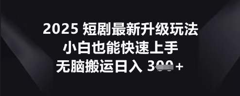 2025短剧最新升级玩法，小白也能快速上手，无脑搬运日入3张-新旭资源网