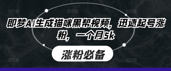 即梦AI生成猫咪黑帮视频，迅速起号涨粉，一个月5k-新旭资源网
