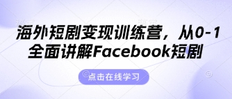 海外短剧变现训练营，从0-1全面讲解Facebook短剧-新旭资源网