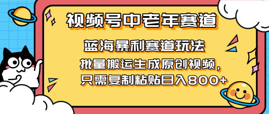 (14314期)2025视频号中老年短视频蓝海暴利风口!复制粘贴搬运视频单日赚800+,无...-新旭资源网