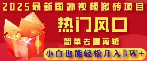 2025最新视频搬砖项目，热门风口，简单去重剪辑，小白也能轻松月入过W-新旭资源网