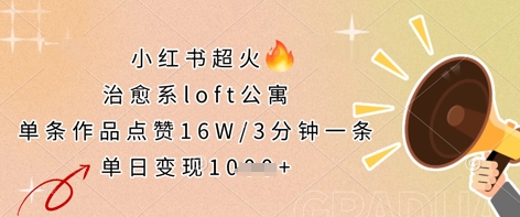 小红书超火的治愈系loft公寓，单条作品点赞16W，3分钟一条，单日变现数张-新旭资源网