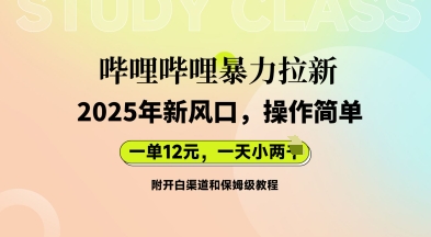 哔哩哔哩暴力拉新：2025年新风口，一单12元，一天数张(附开白渠道和保姆级教程)-新旭资源网
